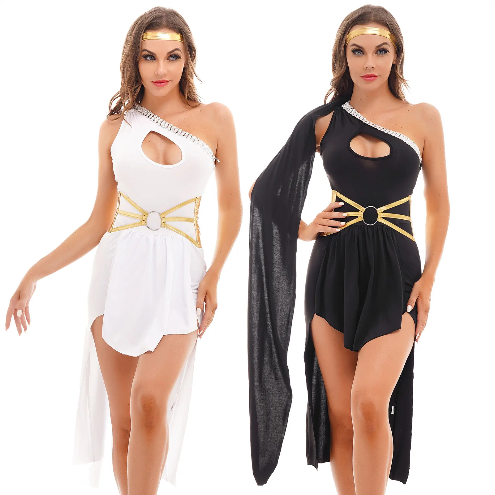 

Ancient Greek Goddes Costume Womens One Shoulder Lyrical Dance Dress Xmas Roleplay Greek Princess Egyptian Cleopatra Outfits