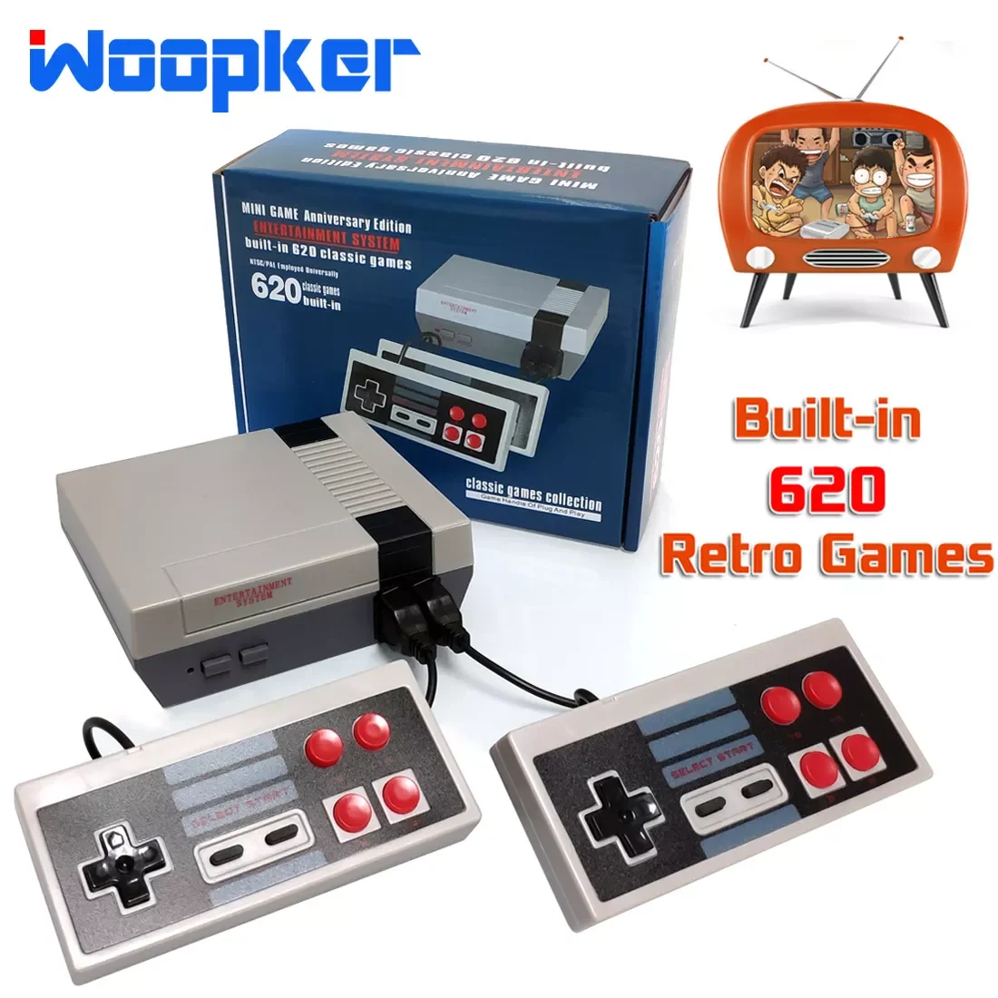 

NEW2023 Retro Video Game Consoles AV Out 8-Bit 620 Classic Games 2 Player with Controller for Children Famaily Gifts