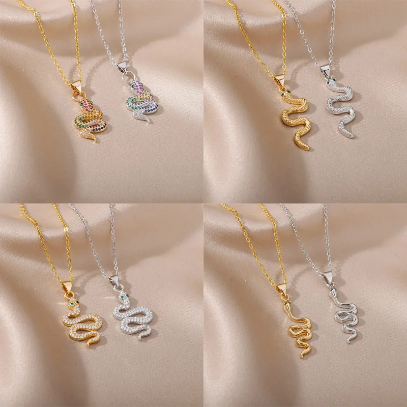 

Punk Zircon Snake Necklaces for Women Classic Animal Snake Pendant Necklace Female Birthday Statement Jewelry Bijoux Gift 2022