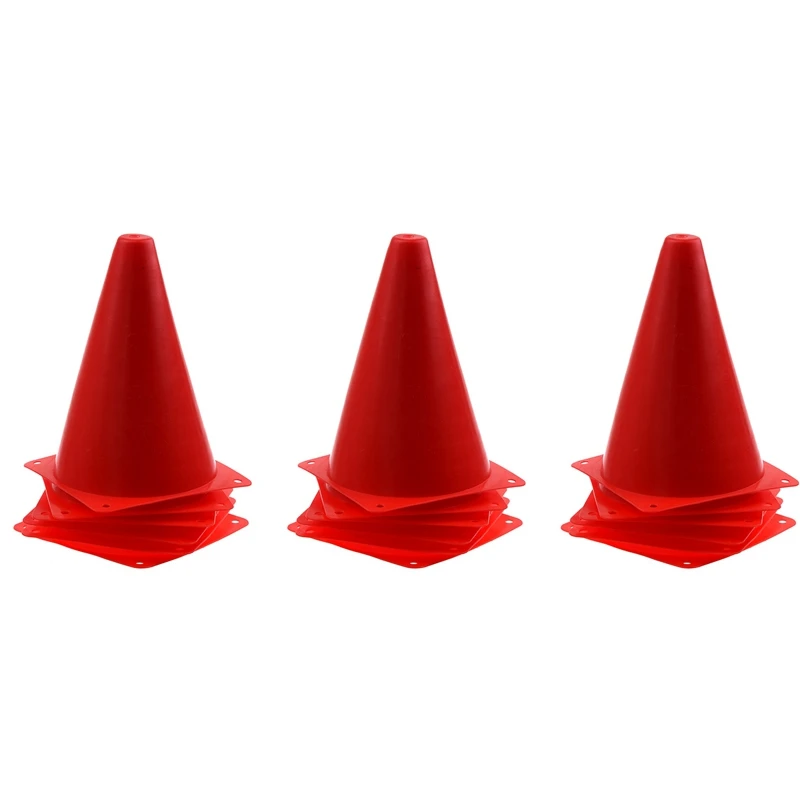 

18 PCS Multi-Function Safety Agility Cone For Football Soccer Sports Field Practice Drill Marking - Red