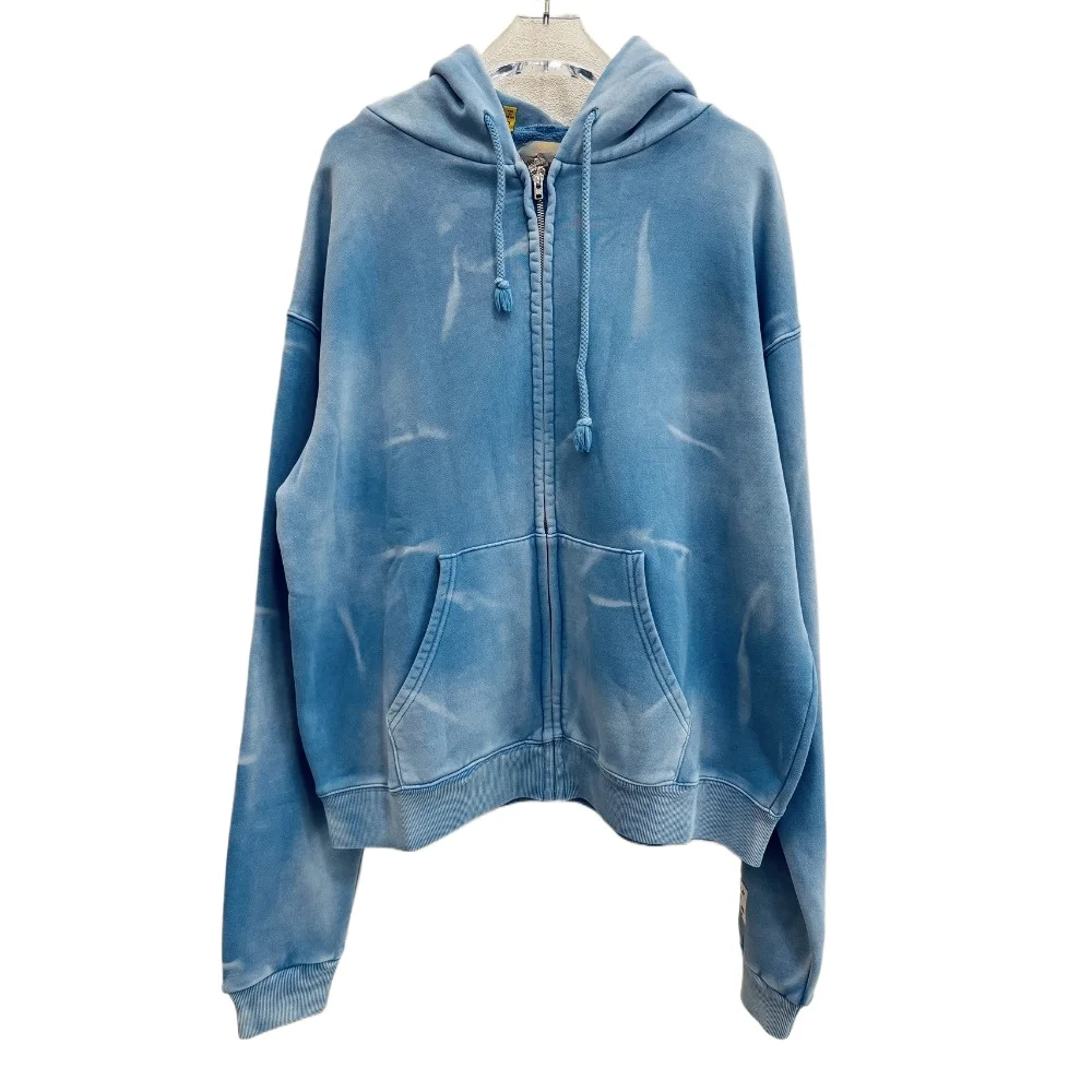 NIGO Мужская стираная синяя волна с буквенным принтом на молнии толстовка длинными