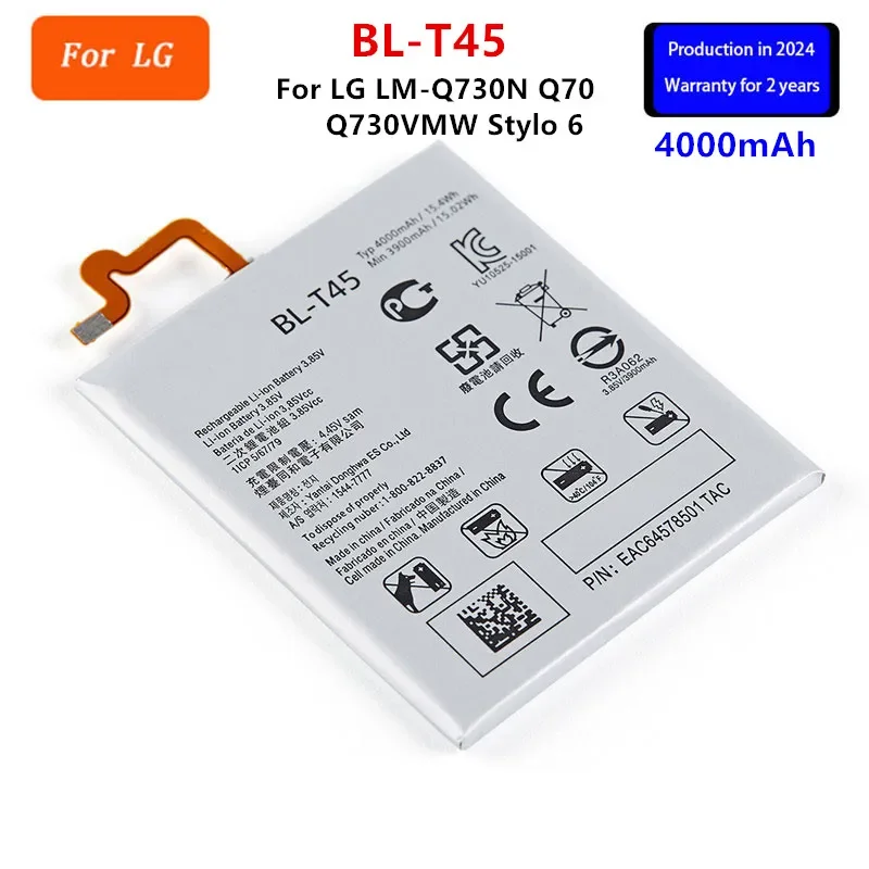 Оригинальный аккумулятор BL-T45 4000 мАч для LG LM-Q730N Q70 Q730VMW Stylo 6 Stylo6 BL T45 аккумуляторы