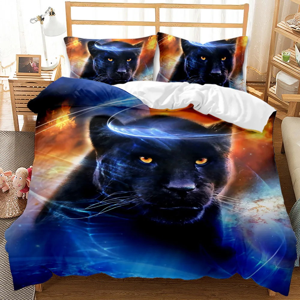 

Комплект постельного белья для мальчиков и девочек, Черная пантера, пододеяльник, сафари, гепард, синее одеяло, дикие животные, королевский комплект из полиэстера