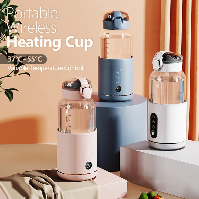 

300ML USB Portable Wireless Heater Water Bottle LED Display 55℃ Thermos Cup Portable Milk Conditioner With Water Level Line