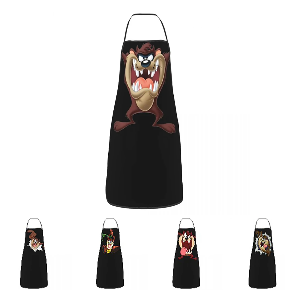 

Unisex Tasmanian Devil Bib Apron Adult Women Men Chef Tablier Cuisine for Cooking Kitchen Taz Cartoon Baking