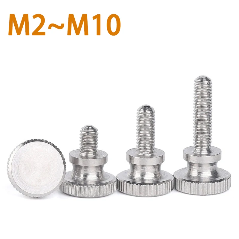 

M2M2.5 M3M4M5M6M8M10 304 Stainless Steel Thumb Curtain Wall Glass Lock Screw Hand Knurl Step High Head Hand Tighten Adjust Screw