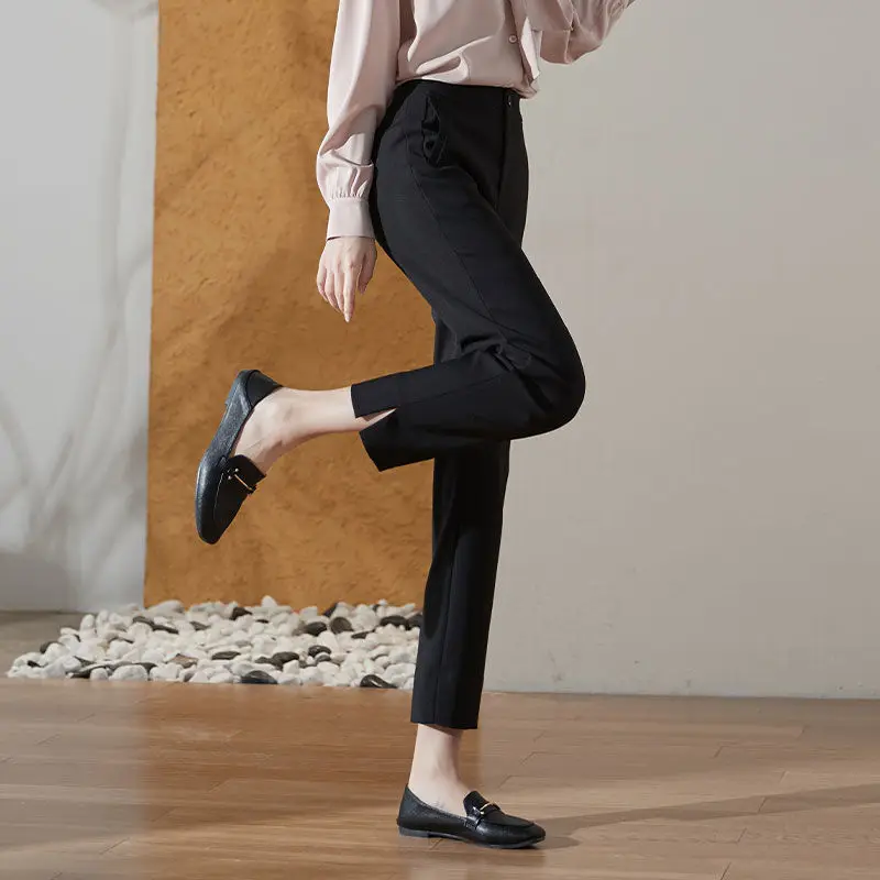 

2022 Summer Women Fashion Thin Side Split Pants Female High Waist Slim Pencil Pants Ladies Solid Color Casual Trousers R206