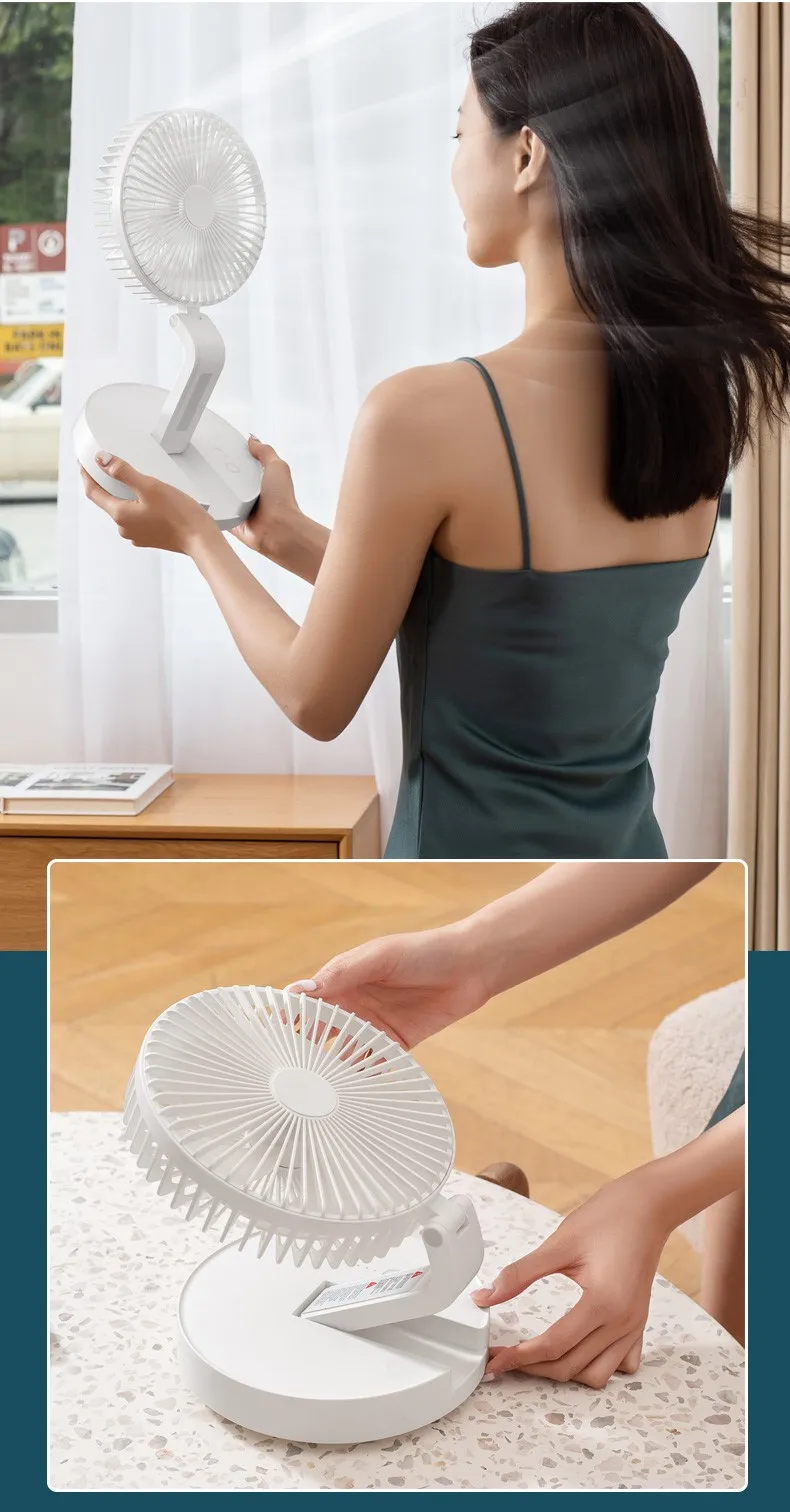 

Strong Wind 3 Speed Mini USB Folding Desktop Fan Portable Cooling Fan with Night Light Adjustable Angle for Office home Travel
