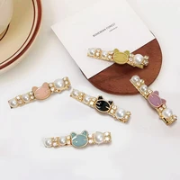 new simple word clip korean version of the pearl edge clip female adult clip rhinestone point oil hairpin push pearl hairpin