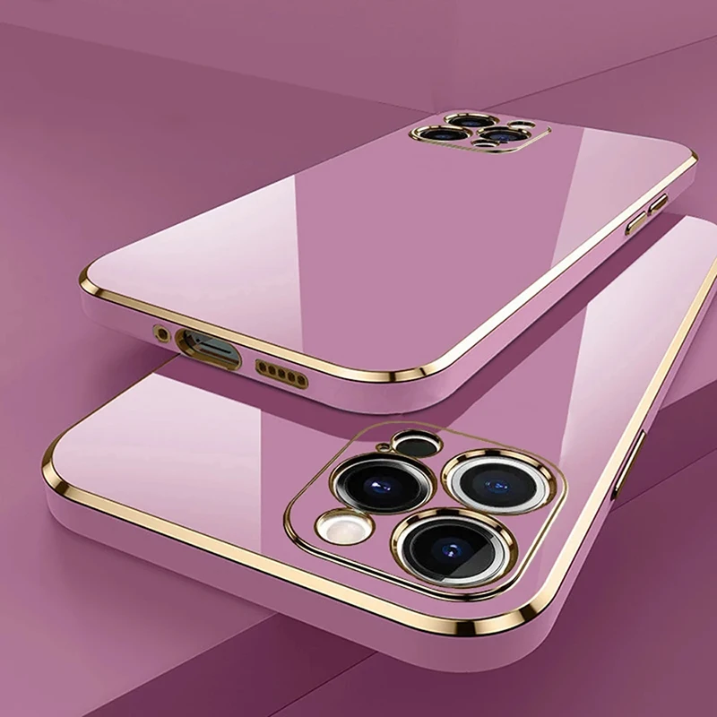 

Luxury Square Plating Soft Silicone Case for iPhone 14 13 12 11 ProMax 14Plus 13 12 mini XS XR 7 8 Plus Soft Shockproof Cover
