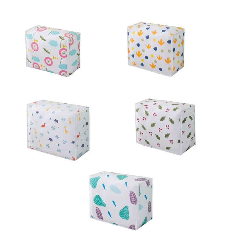 

4Pcs Printing Quilt Storage Bag Home Clothing Finishing Dustproof Quilt Storage Bag Moisture-Proof Storage Bag