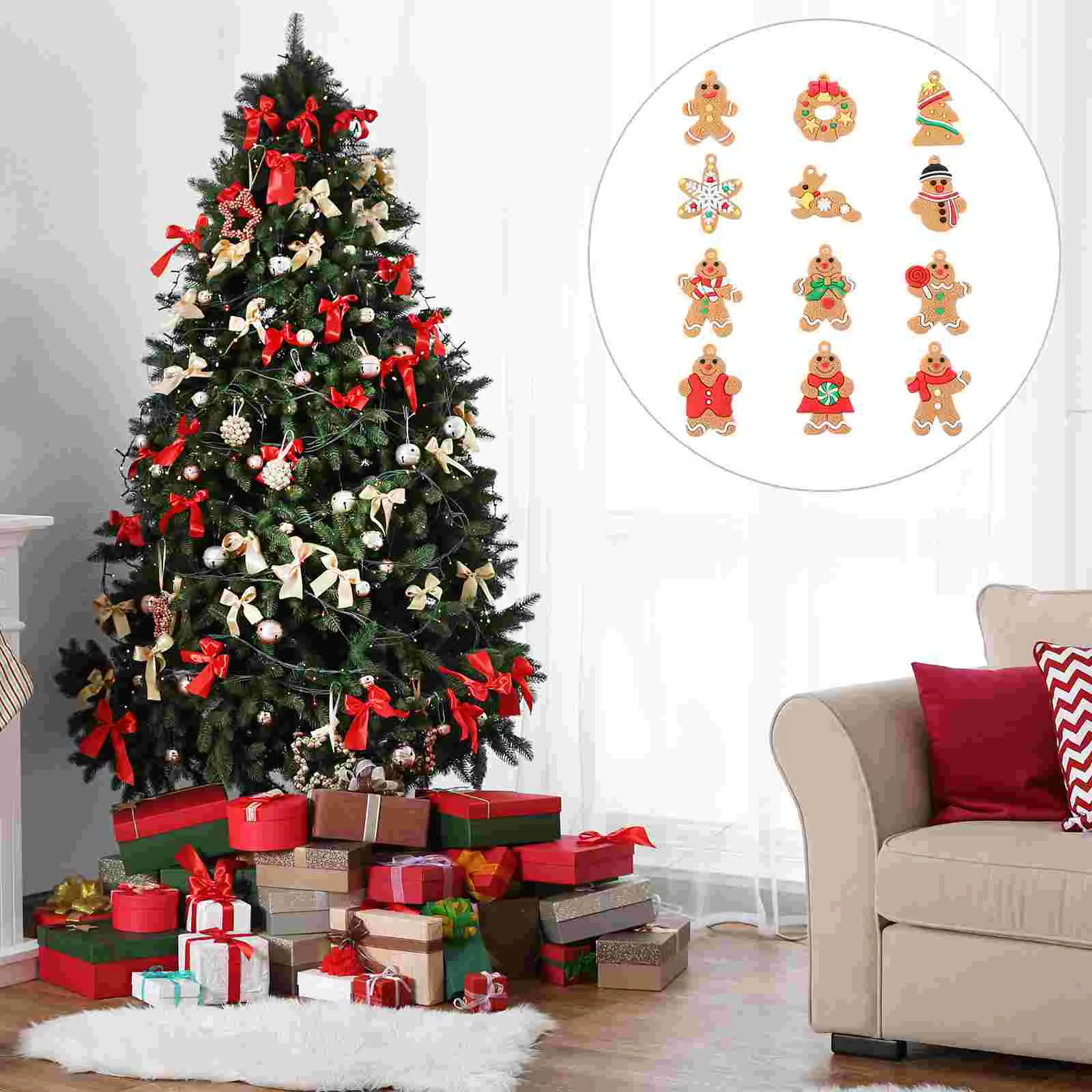 

Christmas Gingerbread Ornaments Decorations Decor Ornament Accessories Set Man Pendants Tree Decorationb Mini Rustic
