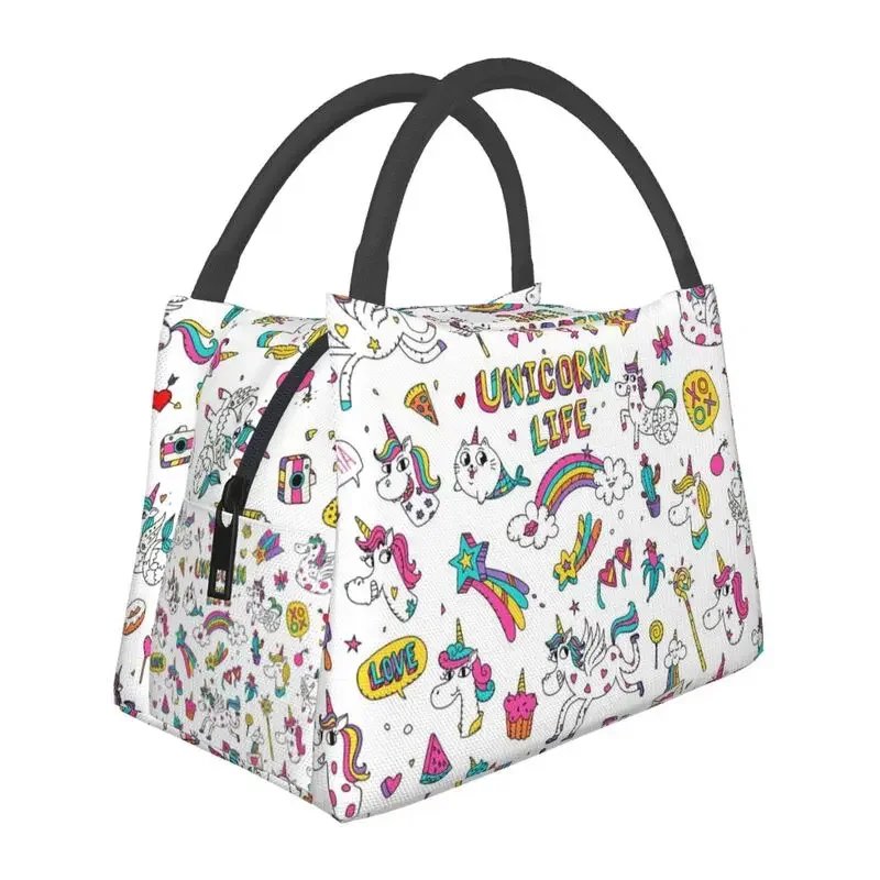 Изолированная сумка для обеда с волшебным единорогом и котом-русалкой женщин