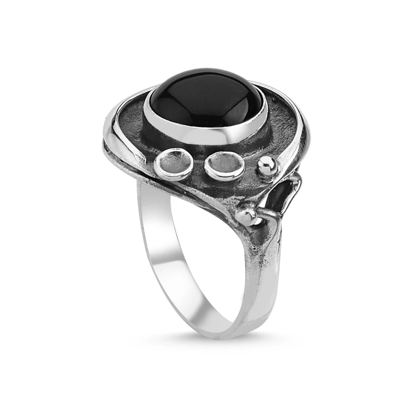 

Silver 925 Sterling Onyx Stone Handwork Ring
