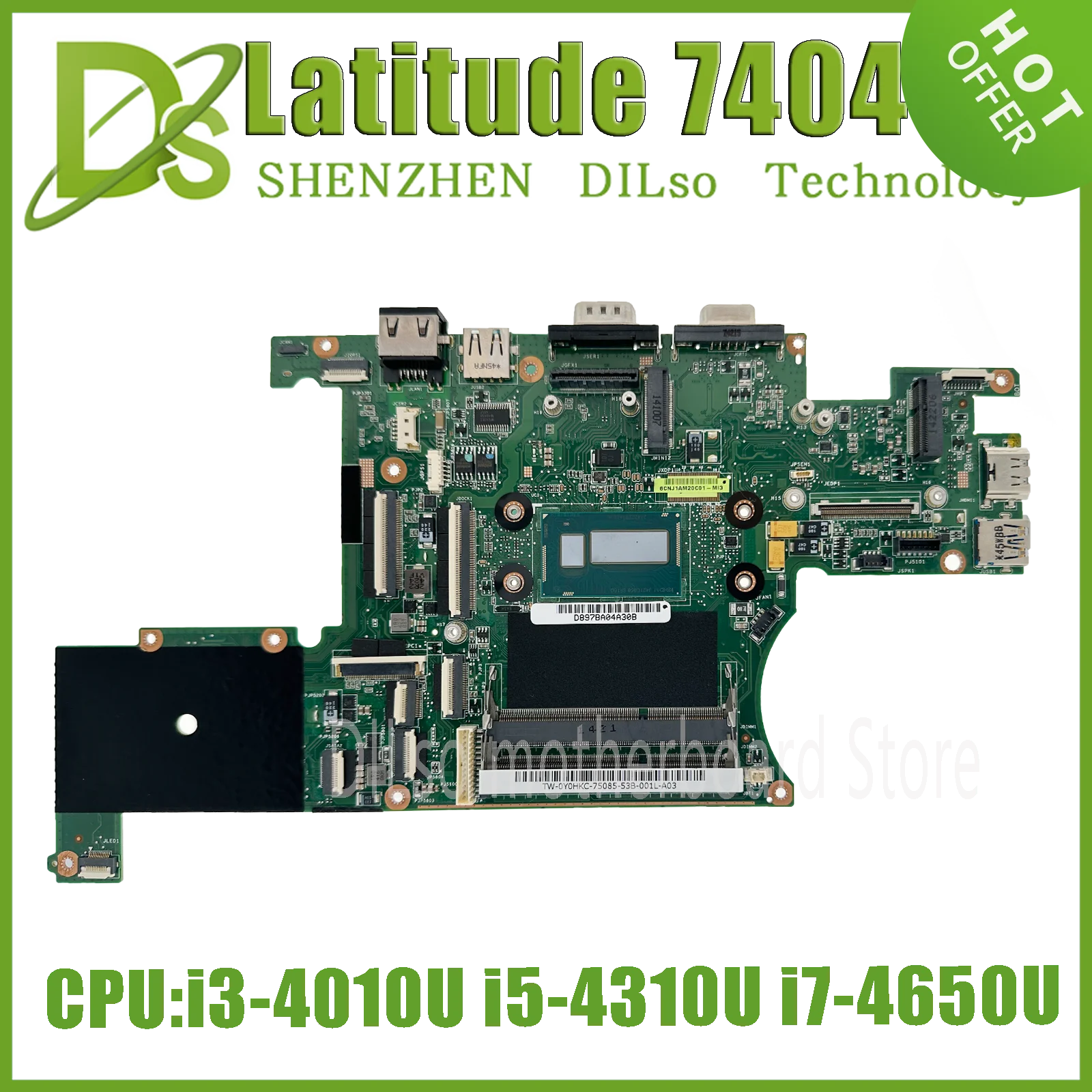 KEFU 7404 For Dell Latitude 7404 Laptop Motherboard TPM TW-0CX1H2 0Y0HKC 0CX1H2 With i3-4030U i5-4310U i7-4650U DDR3 Mainboard