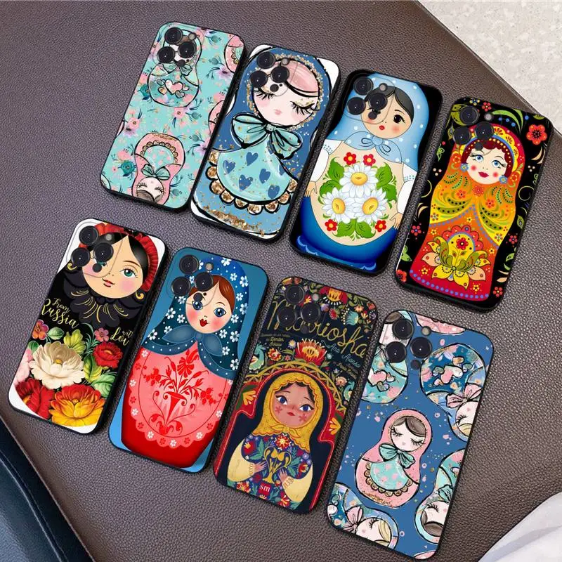 

Cute Russian Dolls Matryoshka Phone Case Silicone Soft for iphone 14 13 12 11 Pro Mini XS MAX 8 7 6 Plus X XS XR Cover