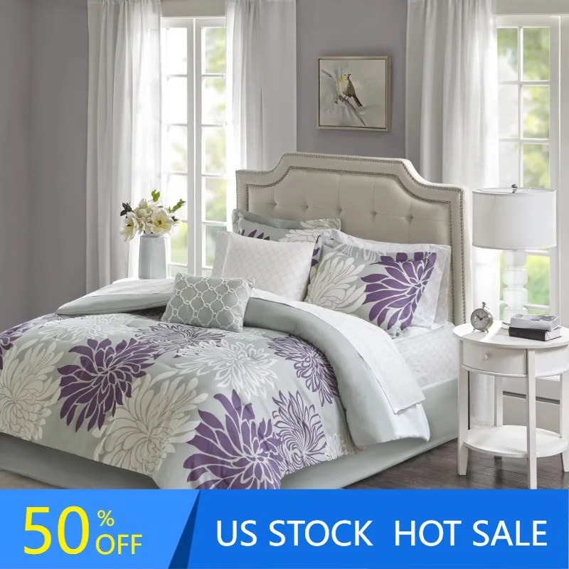 

Madison Park Maible Complete Comforter and Cotton Sheet Set Purple Twin