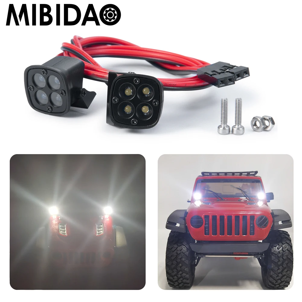 

Mibidao RC Car Roof LED Lights Headlights Round Spotlight for Axial SCX10 II 90046 1/10 RC Crawler Car Parts