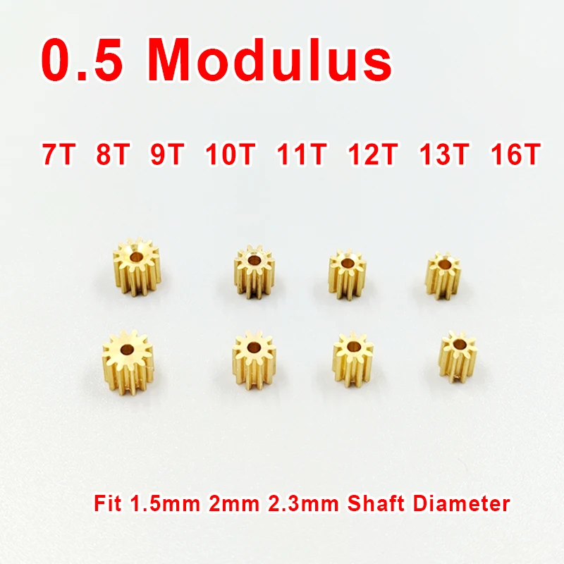 

0.5M Modulus 7T 8T 9T 10T 11T 12T 13T 16T Teeth Metal Copper Gear for Spindle Transmission Gear Fit 1mm 1.5mm 2mm 2.3mm Shaft