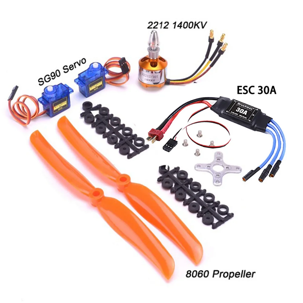 

XXD A2212 1400KV Brushless Motor & Brushless 30A ESC & SG90 9G Micro Servo & 8060 Propeller For RC Fixed Wing Plane Spare parts