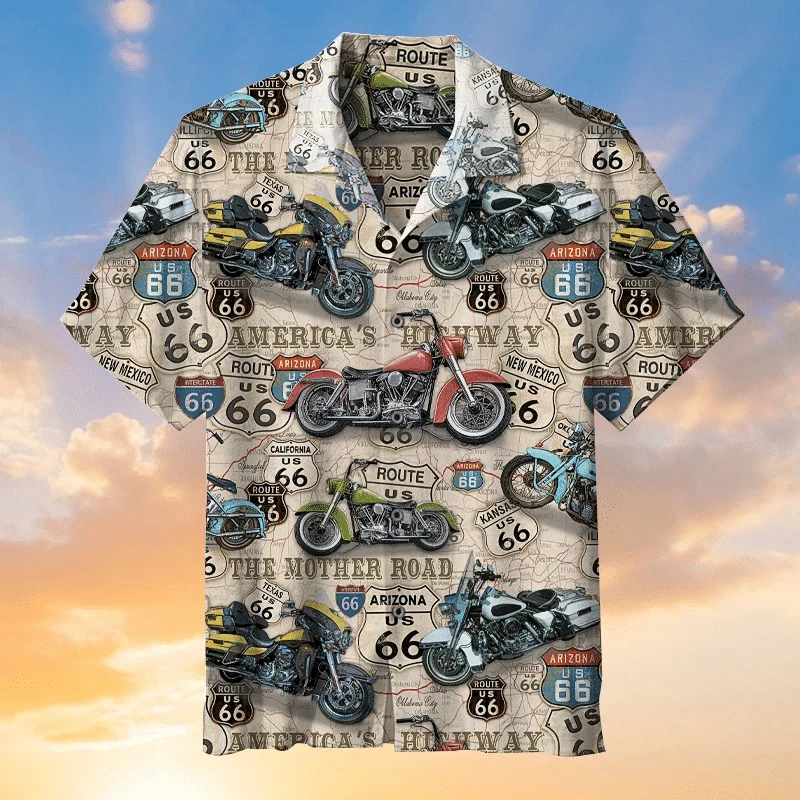 

2022 Summer Hawaiian Shirts Mens Womens 3d motorcycle 66 Pattern Short Sleeves Loose Breathable Shirts xxxxxxl