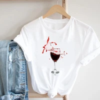 women printing clothing wine lady short sleeve casual 90s cartoon fashion clothes print tee top tshirt female graphic t shirt