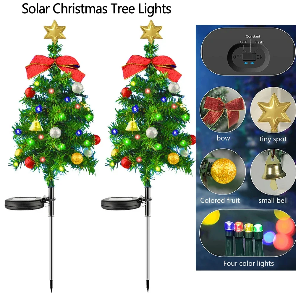 

Solar Christmas Tree LED Lights Outdoors Lawn Garden Landscape Lamps Waterproof 2 Modes Solar Xmas Lamp Yard Christmas Decor
