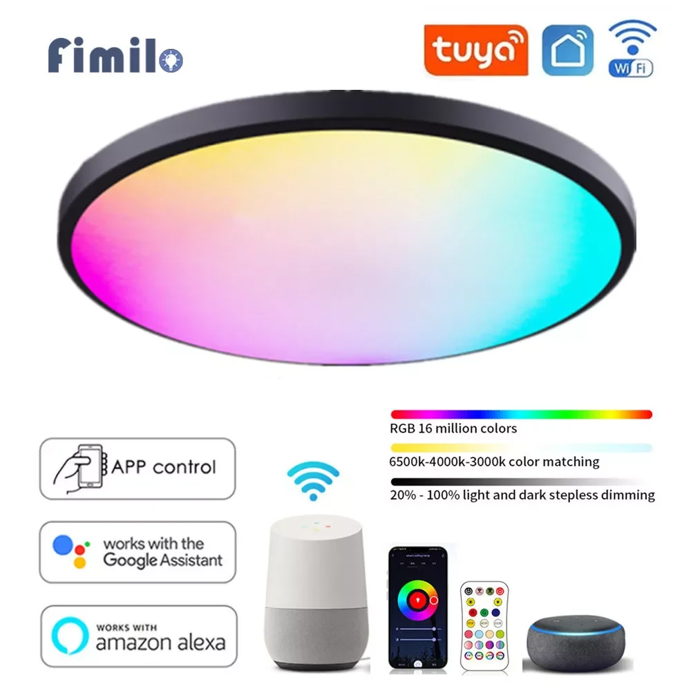 

Светодиодный круглый потолочный смарт-светильник с Wi-Fi, функция регулировки яркости