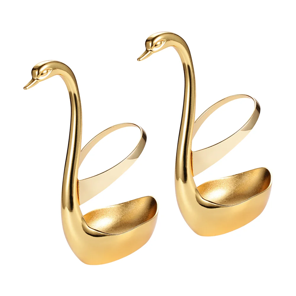 

2pcs Swan Shaped Cutlery Containers Fruit Dessert Flatware Storage Containers