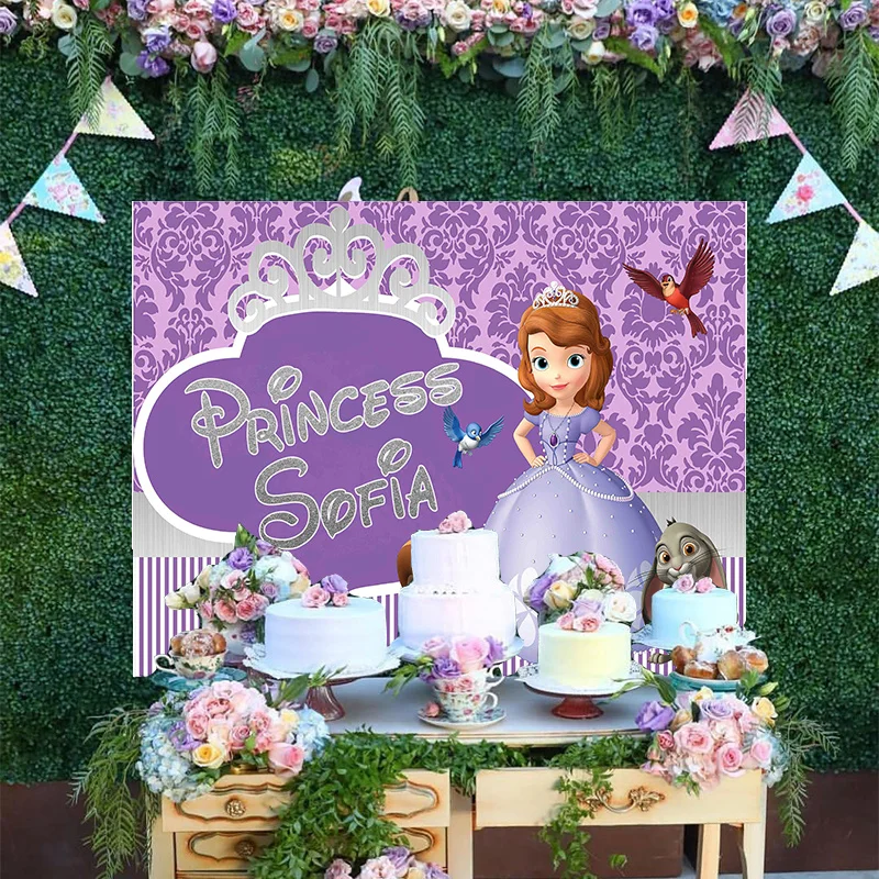 

Disney Cartoon Cute Rabbit Retro Pattern Backdrop Little Princess Sofia Birthday Party Decoration Photography Backgrounds Banner