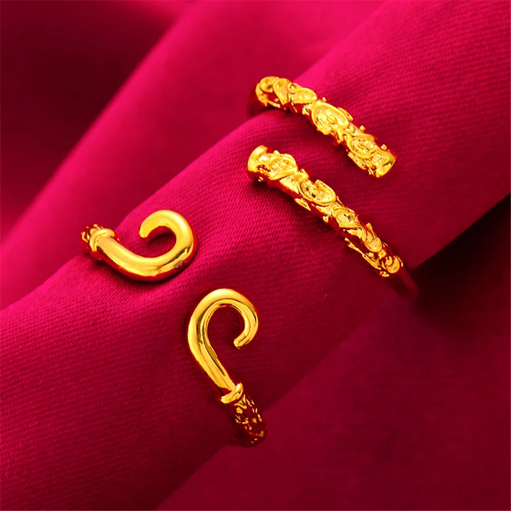 Женское позолоченное кольцо Винтажное с гравировкой дракона регулируемое