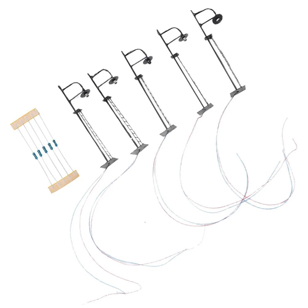 

5Pcs 3V Yard Lights Model Lamp 1: 160 N Gauge Posts Scenery Lamps With Resistors Warm White LED Garden Decoration Supplies