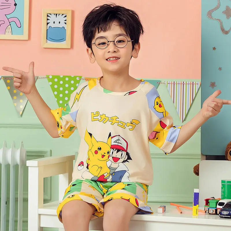 

Pokemon Pikachu Naruto Kids Pajama Set Summer 2 Piece Short Sleeve + Shorts Boys Girls Cute Children Outfits Clothes Set Pjs