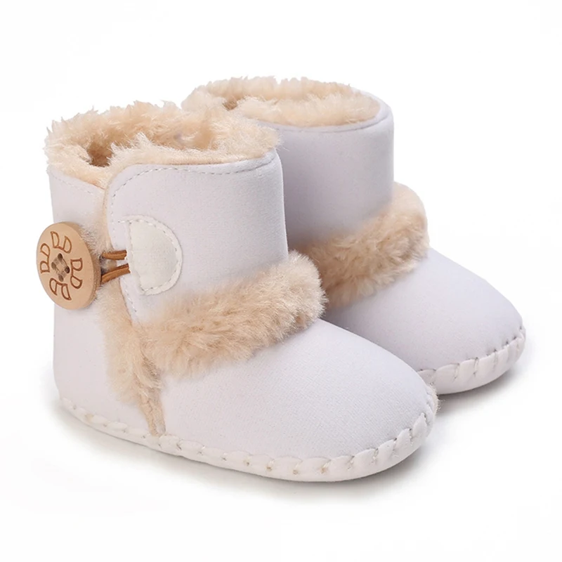 

Winter Newborn Baby First Walker Boots Cotton Toddler Baby Princess Shoes Fashion Solid Color Plush Warm Soft Sole Snow Boots