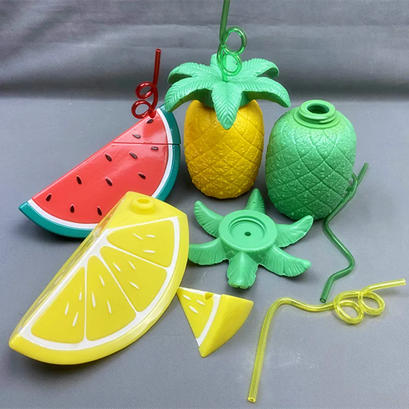 

Summer watermelon pineapple grapefruit straw water bottle beach fruit cold drink juice cup cute children's straw cup