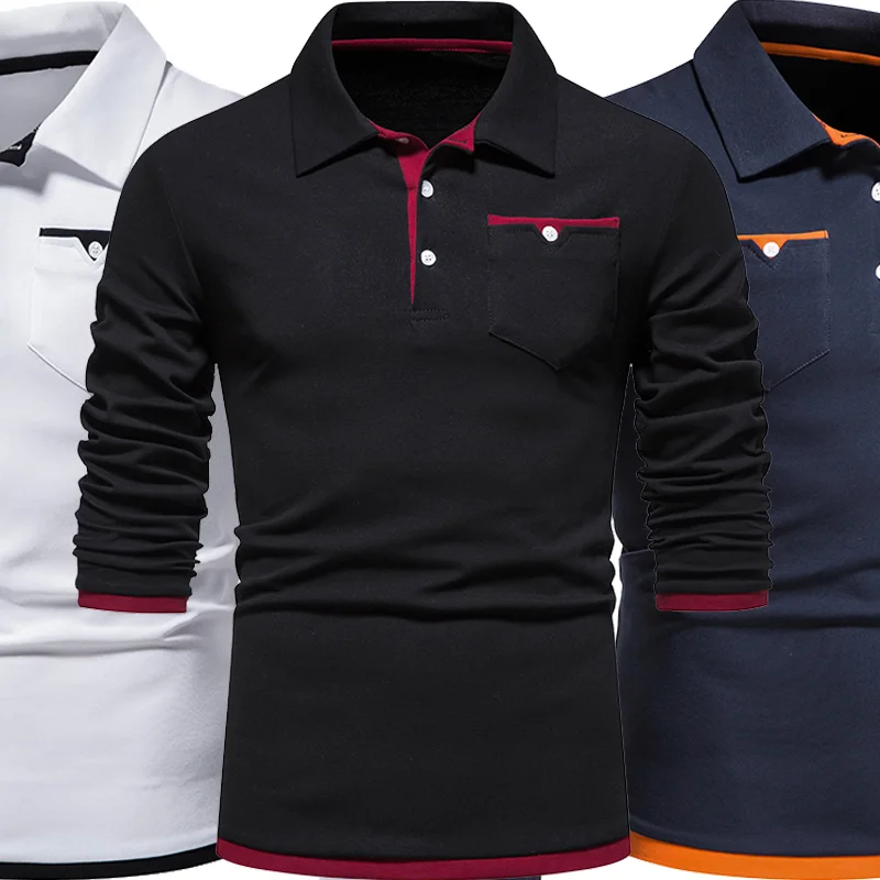 

Men Slim Polos Shirt Long Sleeve Solid Color Lapel Shirt Casual Men's Shirts Casual Polos Homme Formal Daily Men Tops