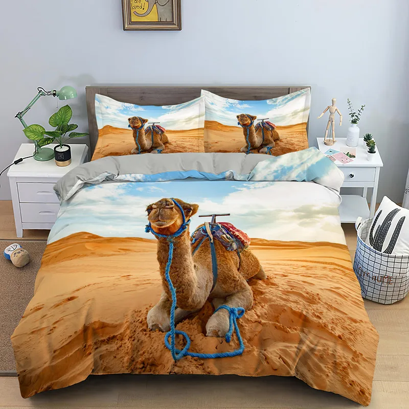 Комплект постельного белья с 3D рисунком пустыни верблюда пододеяльник 1/2 шт.