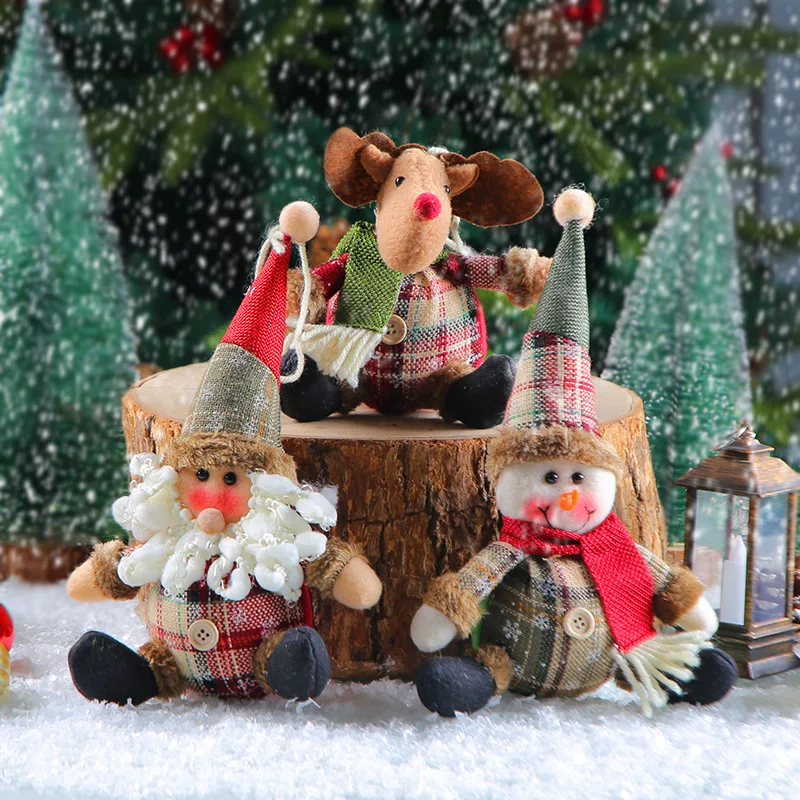 

Christmas Dolls Snowman Elk Christmas Tree Hanging Decoration Figurine Dolls Pendant Home Ornament Supplies Happy New Year