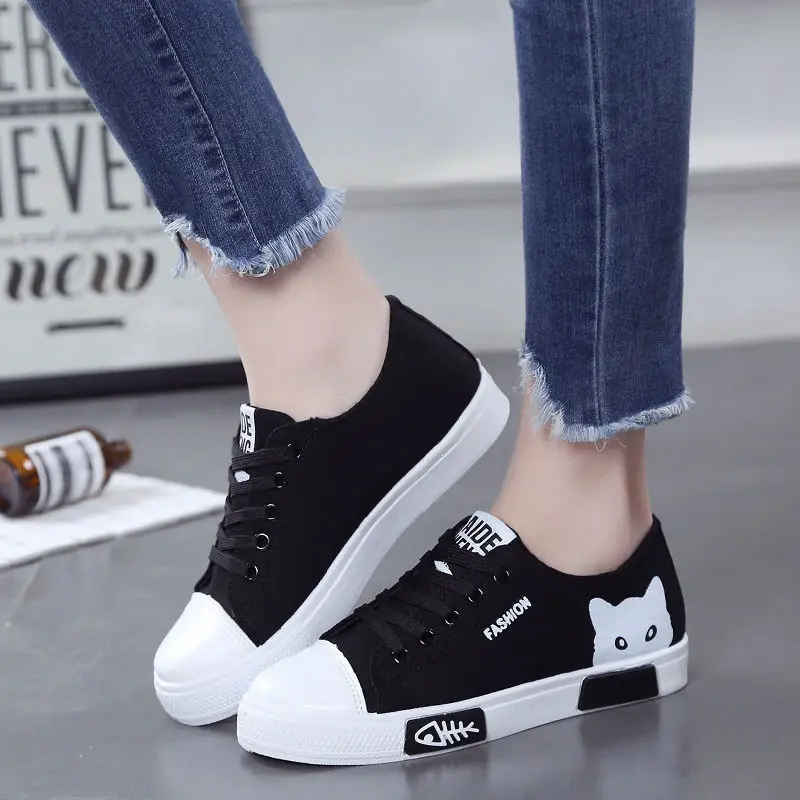 

Women Shoes New Casual Student Korean Version Ins Harajuku Canvas Sneakers Breathable Flats Casual Skate Shoes Sneakers Female