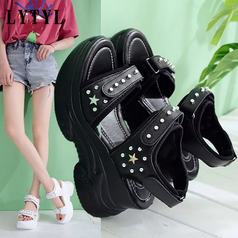 New Women's Platform Sandals Summer High Heels Wedges Women's Sandals Breathable Mesh Women's Beach Shoes Casual Sandals A1-01