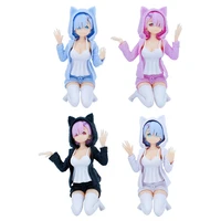 cat ears rem anime figure re zero starting life in another world ram 4 styles sexy kneeling model static collection toys
