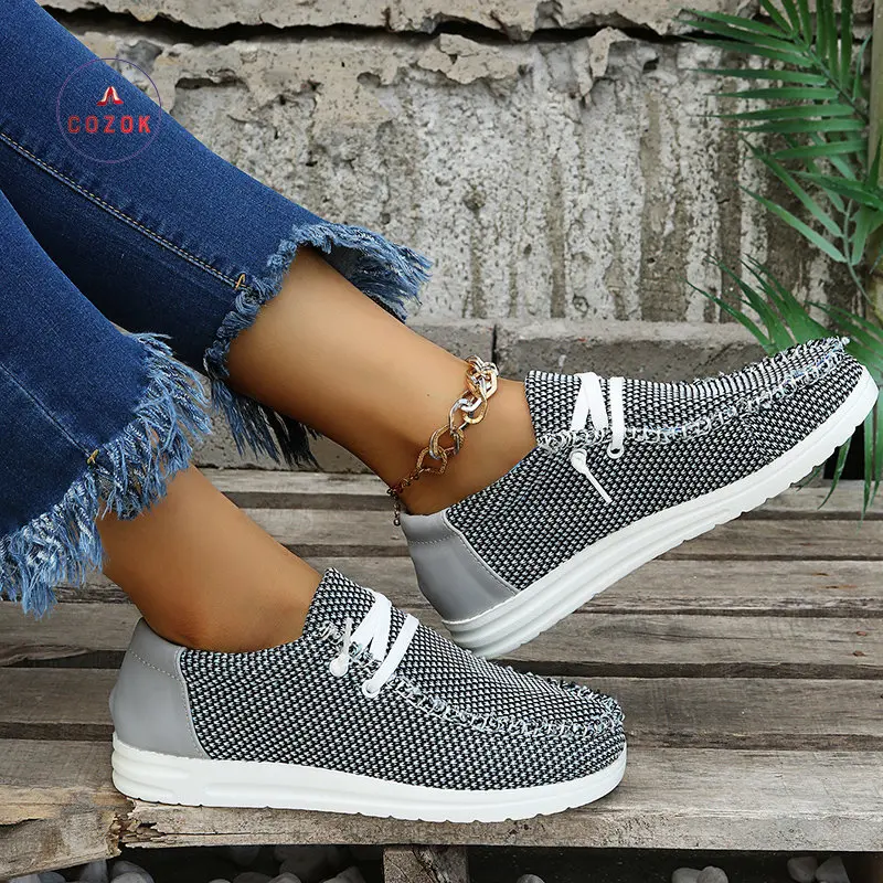 

Zomer Casual Vrouwelijke Mocassins 2022 Nieuwe Vrouwen Schoenen Sneakers Gebreide Mesh Flats Grote Maat Mujer Zapatill