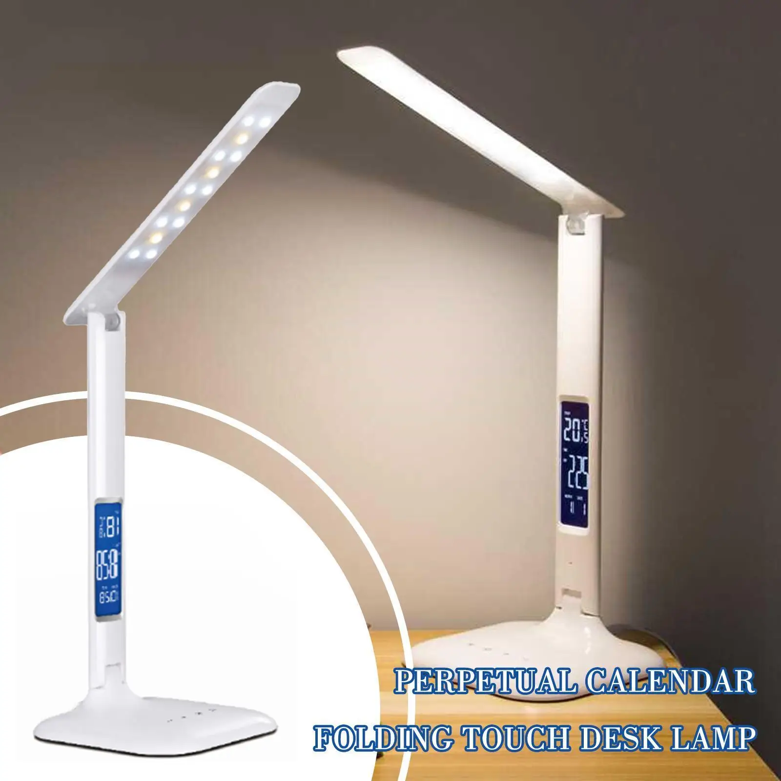 

Led Desk Lamp With Usb Charging & Wireless Charger, Reading Calendar Eye-care Dimmable Temperature Alarm Lamp Light Desk Cl I1p4