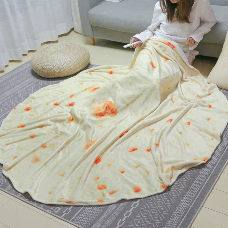 

Super Soft Warm Flannel Burrito Blankets 280Gsm Round Shape Airplane Travel Throw Coral Fleece Tortilla Nap Wrap Blankets