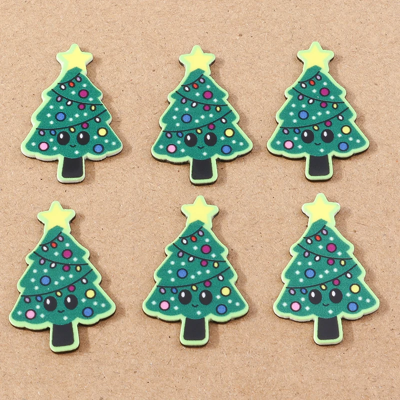 

10pcs 23x35mm Cute Christmas Tree Flatback Cabochon Scrapbook Crafts Girls DIY Handmade Hairclip Brooch Jewelry Accessories