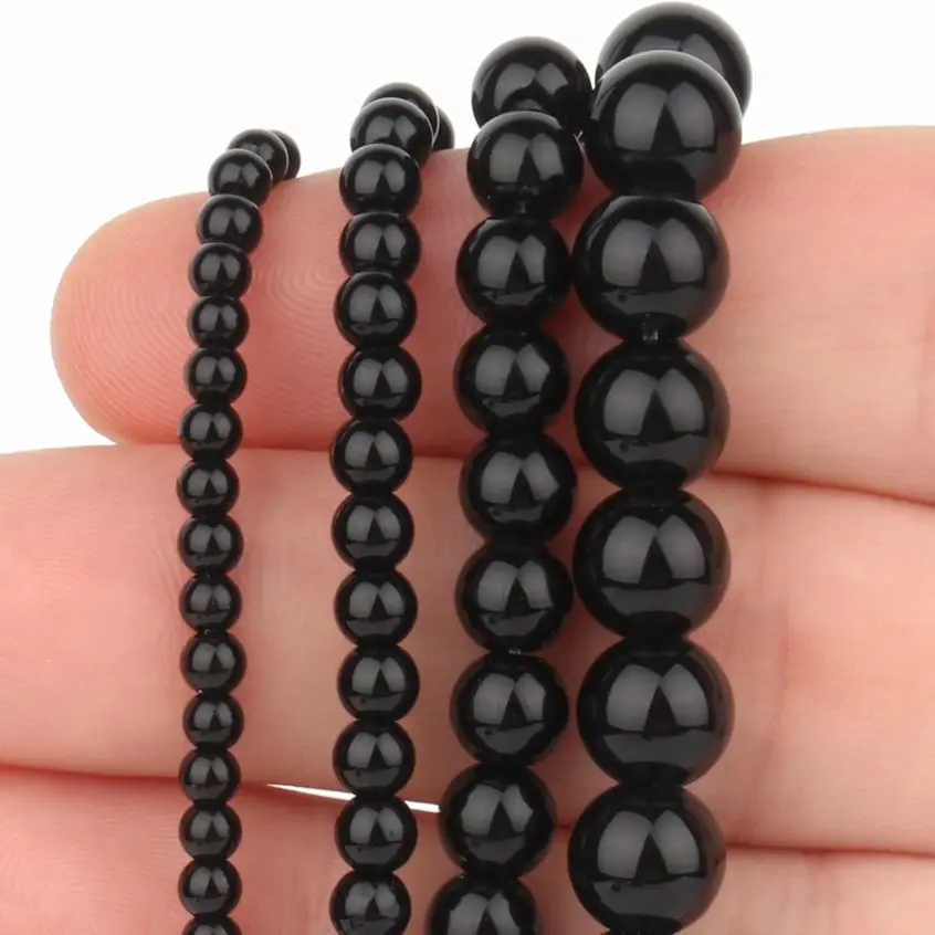 Гладкие Черные бусины из австрийского стекла, круглые бусины россыпью 15 дюймов, нитка 2, 4, 6, 8 мм для изготовления ювелирных изделий, браслетов, ожерелий своими руками, аксессуары