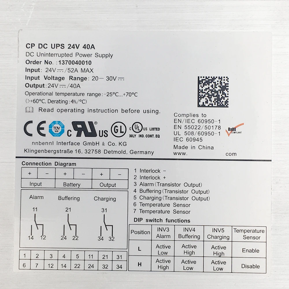 

1370040010 для Weidmuller источник бесперебойного питания CP DC UPS 24V 40A