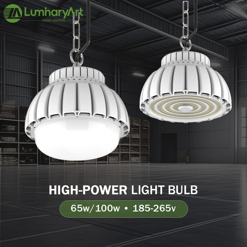 Фото Новая светодиодная лампа High Bay Light 65W 100W, высокая яркость, энергосберегающая, для внутреннего освещения складов, заводов, мастерских, гаражей, коммерческого освещения №1