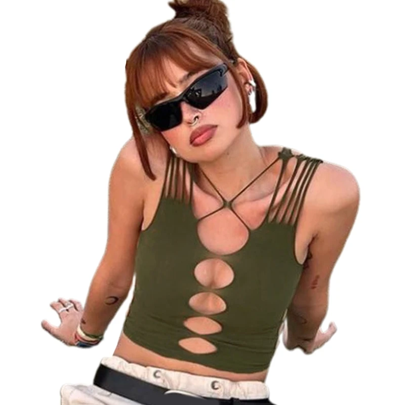 

Retro Women Summer Vest Tank Top Sleeveless Hollow Cami Top Blouse Crop Tops L21E