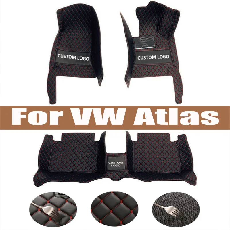 Car Mats For VW Atlas Teramont CA1 2017~2022 Auto Interior Parts Floor Rug Carpet Luxury Leather Mat Accessories